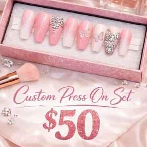 Pink and White Custom Press On Nail Set
